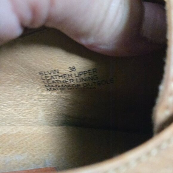 Miz Mooz Elvin Y2K Cognac Leather Lace Up Buckle Block Heel Shoe Size 7.5/8 - Picture 8 of 10